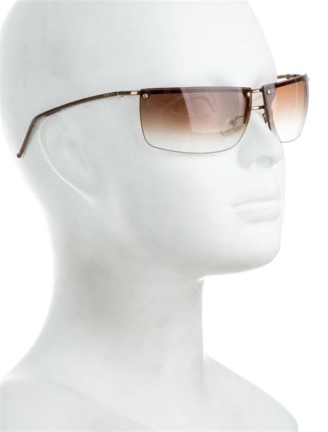 gucci gradient lenses gold logo button rimless sunglasses|gucci gradient pilot sunglasses.